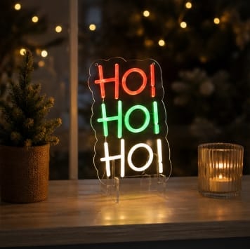 Premier Christmas Lit Neon Signs Premier Lit 'ho ho ho' Neon Christmas Hanging Sign – 29cm
