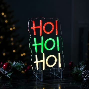Premier Christmas Lit Neon Signs Premier Lit 'ho ho ho' Neon Christmas Hanging Sign – 29cm