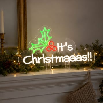 Premier Christmas Lit Neon Signs Premier Lit 'its christmaaas' Neon Hanging Sign – 45cm