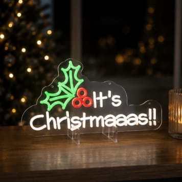 Premier Christmas Lit Neon Signs Premier Lit 'its christmaaas' Neon Hanging Sign – 45cm