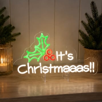 Premier Christmas Lit Neon Signs Premier Lit 'its christmaaas' Neon Hanging Sign – 45cm
