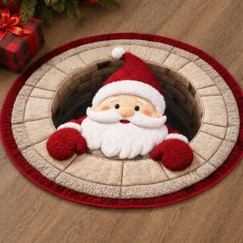 Premier Christmas doormat Premier Round Santa in Chimney Door Mat – 80cm
