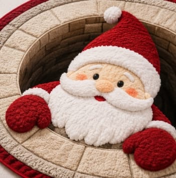 Premier Christmas doormat Premier Round Santa in Chimney Door Mat – 80cm