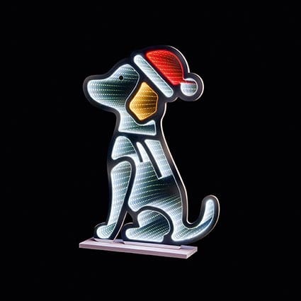 Premier Infinity Lighting Premier Sitting Dog With Hat Infinity Mirror Christmas Decoration – 60cm