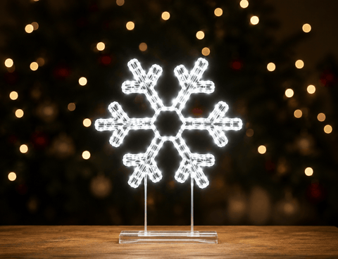 Premier Christmas Wreaths Premier Twinkling 720 LED White Snowflake Tabletop Decoration – 45cm