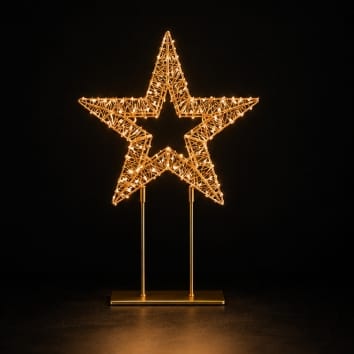 Premier Christmas Lit Tabletop Decoration Premier Twinkling Gold 500 LED Tabletop Star Decoration – 45cm