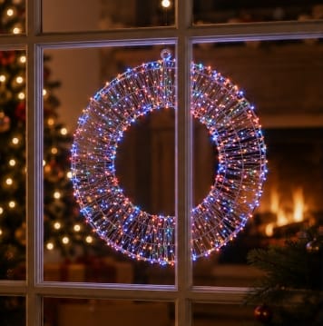 Premier Christmas Lit Wreath Premier Twinkling Rainbow 600 LED White Wreath – 45cm