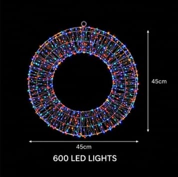 Premier Christmas Lit Wreath Premier Twinkling Rainbow 600 LED White Wreath – 45cm