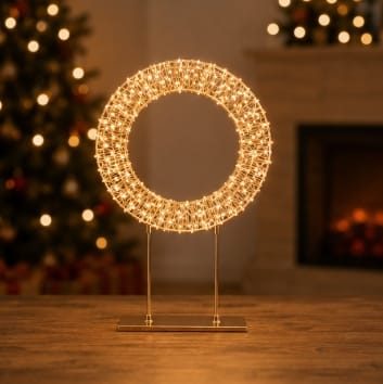 Premier Christmas Wreath Premier Twinkling Rose Gold 720 LED Tabletop Wreath – 45cm