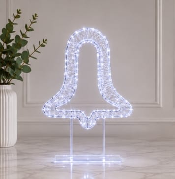 Premier Christmas Lit Tabletop Decoration Premier Twinkling White 500 LED White Tabletop Bell – 45cm