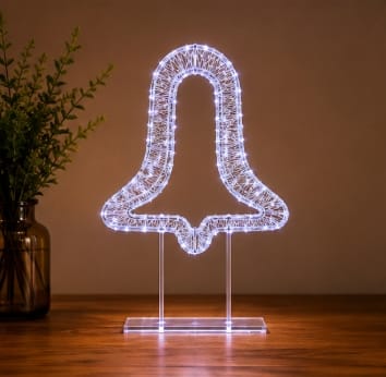 Premier Christmas Lit Tabletop Decoration Premier Twinkling White 500 LED White Tabletop Bell – 45cm