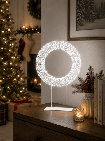 Premier Christmas Wreath Premier Twinkling White 720 LED Tabletop Wreath – 45cm