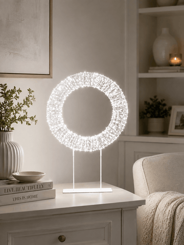 Premier Christmas Wreath Premier Twinkling White 720 LED Tabletop Wreath – 45cm