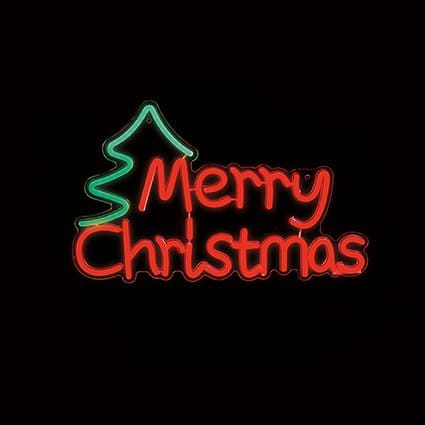 Premier LED Neon Signs Premier USB Lit Merry Christmas With Tree Neon Hanging Sign – 43cm