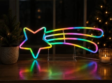 Premier Christmas Lit Neon Signs Premier USB Lit Neon Hanging Shooting Star with Colour Changing LEDs – 60cm