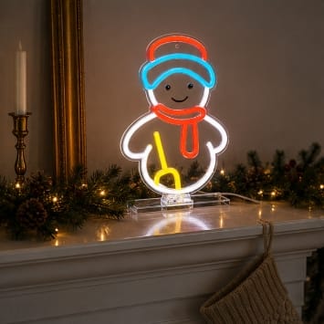 Premier Christmas Lit Neon Signs Premier USB Lit Snowman Neon Hanging Sign – 33cm
