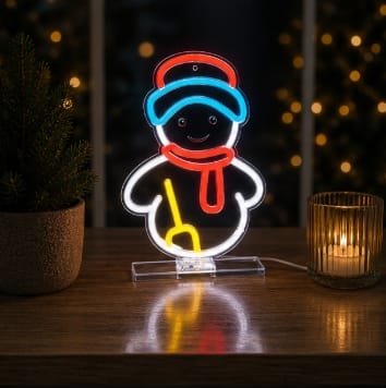 Premier Christmas Lit Neon Signs Premier USB Lit Snowman Neon Hanging Sign – 33cm