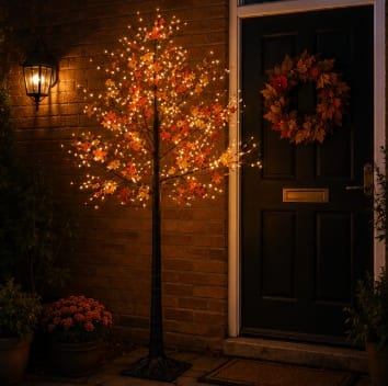Premier LED Faux Trees Premier Warm White Lit Maple Leaf Tree Decoration – 1.5m