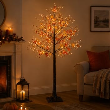 Premier LED Faux Trees Premier Warm White Lit Maple Leaf Tree Decoration – 1.5m
