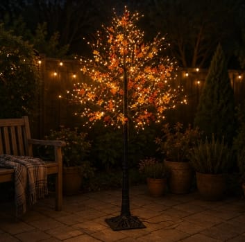 Premier LED Faux Trees Premier Warm White Lit Maple Leaf Tree Decoration – 1.5m