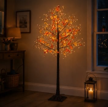 Premier LED Faux Trees Premier Warm White Lit Maple Leaf Tree Decoration – 1.5m