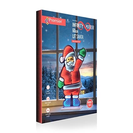 Premier Infinity Lighting Premier Waving Santa Tabletop Infinity Mirror Christmas Decoration – 60cm