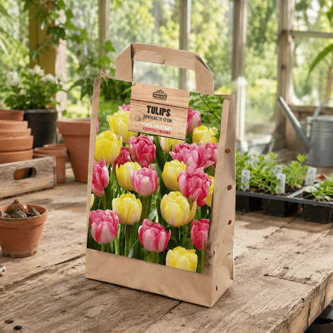 Prins Bulbs Flower Bulbs Prins Charming Double Early Yellow/Pink Tulip Bulbs – Gift Bag