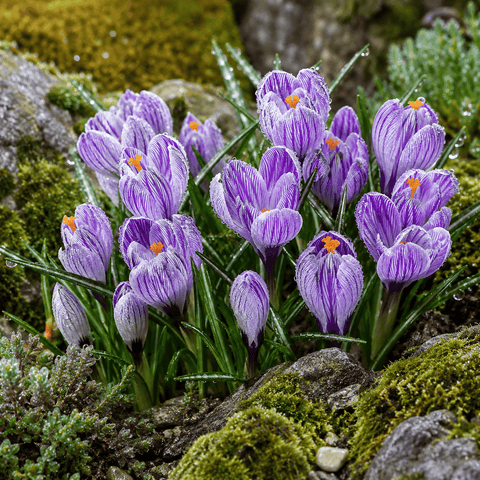 Prins Bulbs Flower Bulbs Prins Charming Vernus Striped Crocus Bulbs – 15pck