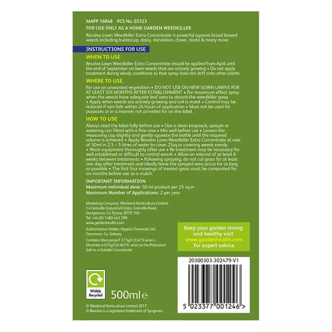 Resolva Lawn Weed Control Resolva Lawn Weedkiller Extra Concentrate 250m2