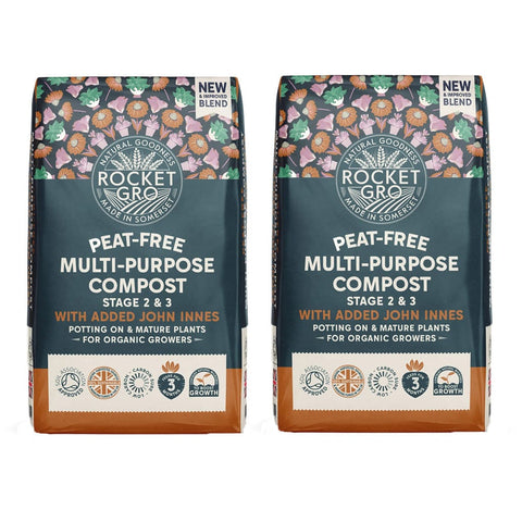 RocketGro Compost 2 for £12.99 RocketGro Multi Purpose Peat Free Compost with Added John Innes 40L