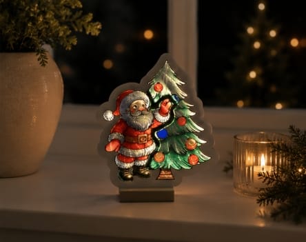 Festive Infinity Lighting Santa & Christmas Tree LED Infinity Light – 20cm