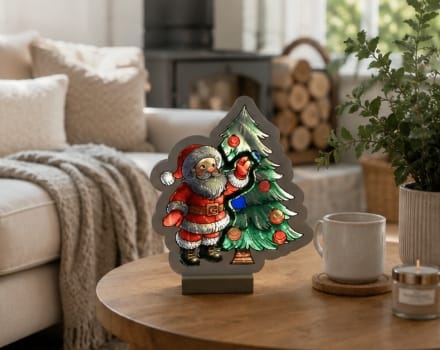 Festive Infinity Lighting Santa & Christmas Tree LED Infinity Light – 20cm