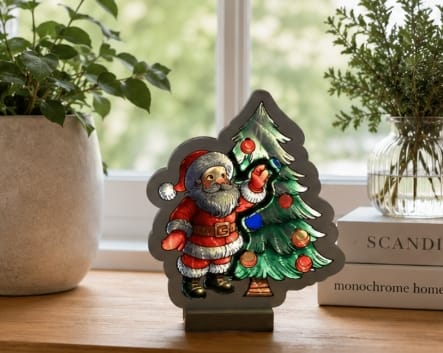 Festive Infinity Lighting Santa & Christmas Tree LED Infinity Light – 20cm