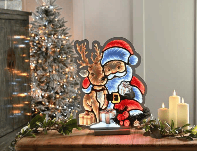 Festive LED light Santa & Reindeer Infinity Christmas LED Light – 40cm