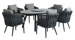 Trowell Garden Centre Garden Furniture Set Seychelles 6 Seater Dining Set inc. Parasol