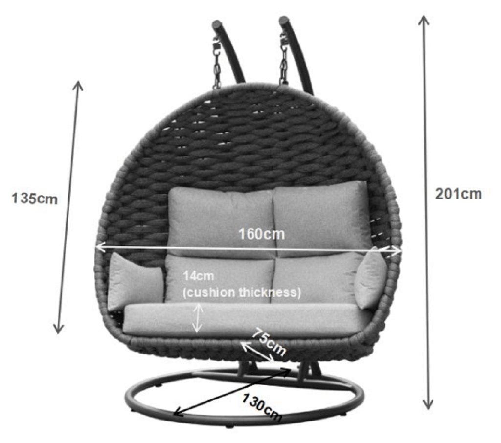 Seychelles Hanging Double Egg Chair Trowell Garden Centre