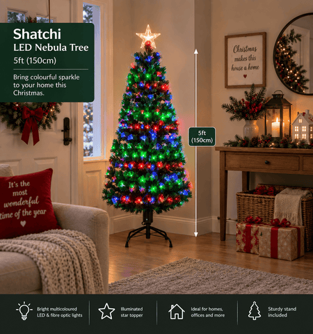 Shatchi Artificial Trees Shatchi LED Nebula Tree Fibre Optic 5ft