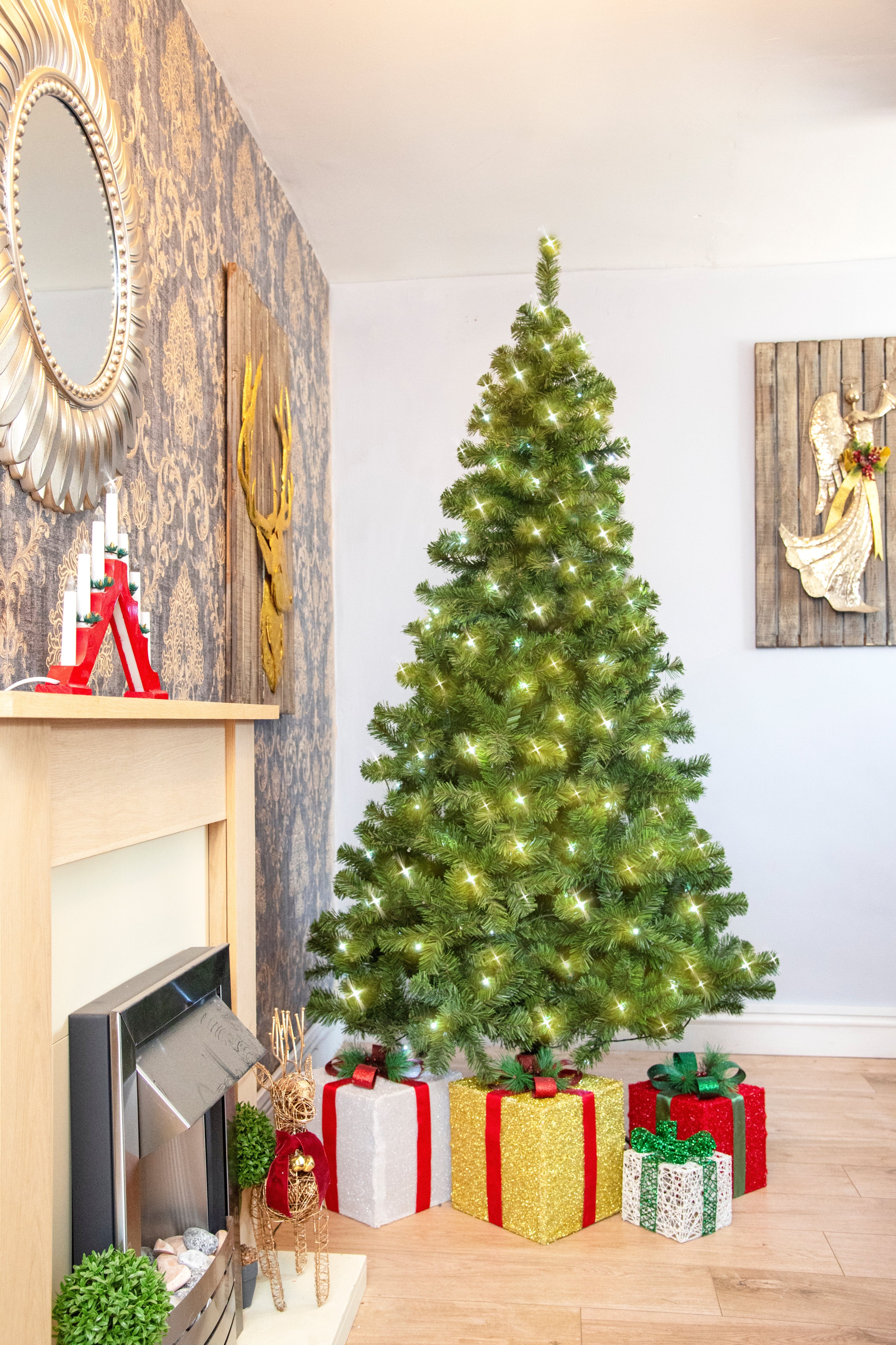 Shatchi Artificial Trees Shatchi Pre-Lit Artificial Christmas Tree Alaskan Pine Green Warm White 6ft