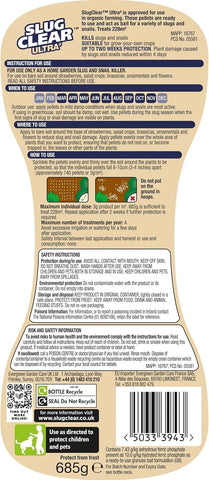 Slug Clear Slug Control SlugClear Ultra Pellets 685g | Ferric Phosphate Organic Slug Killer