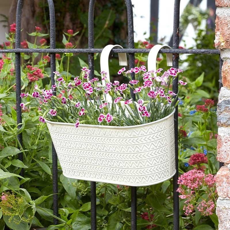 Smart Garden Hanging Pots Smart Garden 12in Fence & Balcony Hanging Planter - Aztec - Ivory