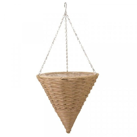Smart Garden 14in Faux Rattan Hanging Basket Cone - Mocha