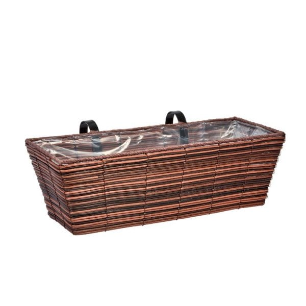 Smart Garden 19in Planter - Chestnut, 50cm rattan-effect trough planter, pre-lined with 15L capacity