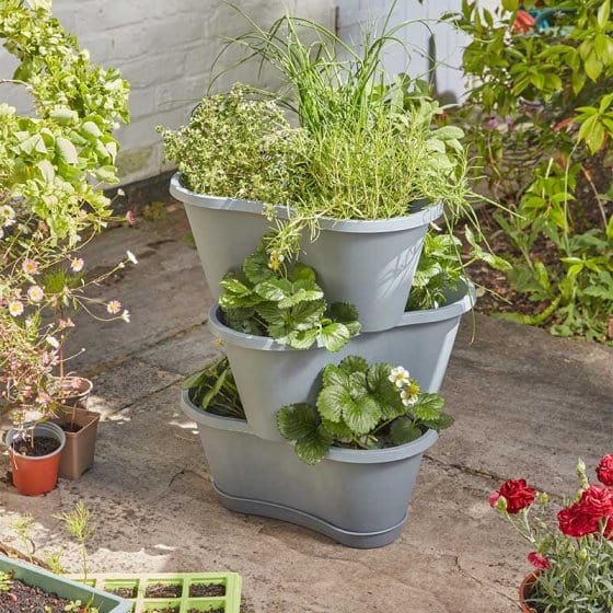 Smart Garden Plant Stands Smart Garden 4 Stackable Planters - Slate
