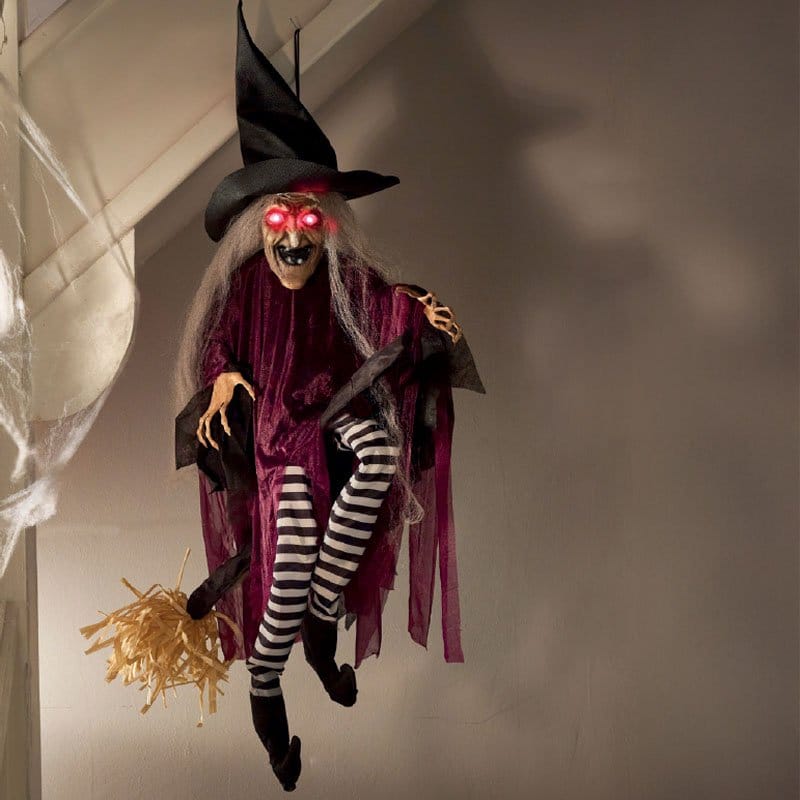Smart Garden Halloween Home Decor Smart Garden Animated Cackling Broom Witch Halloween Decoration – 90cm