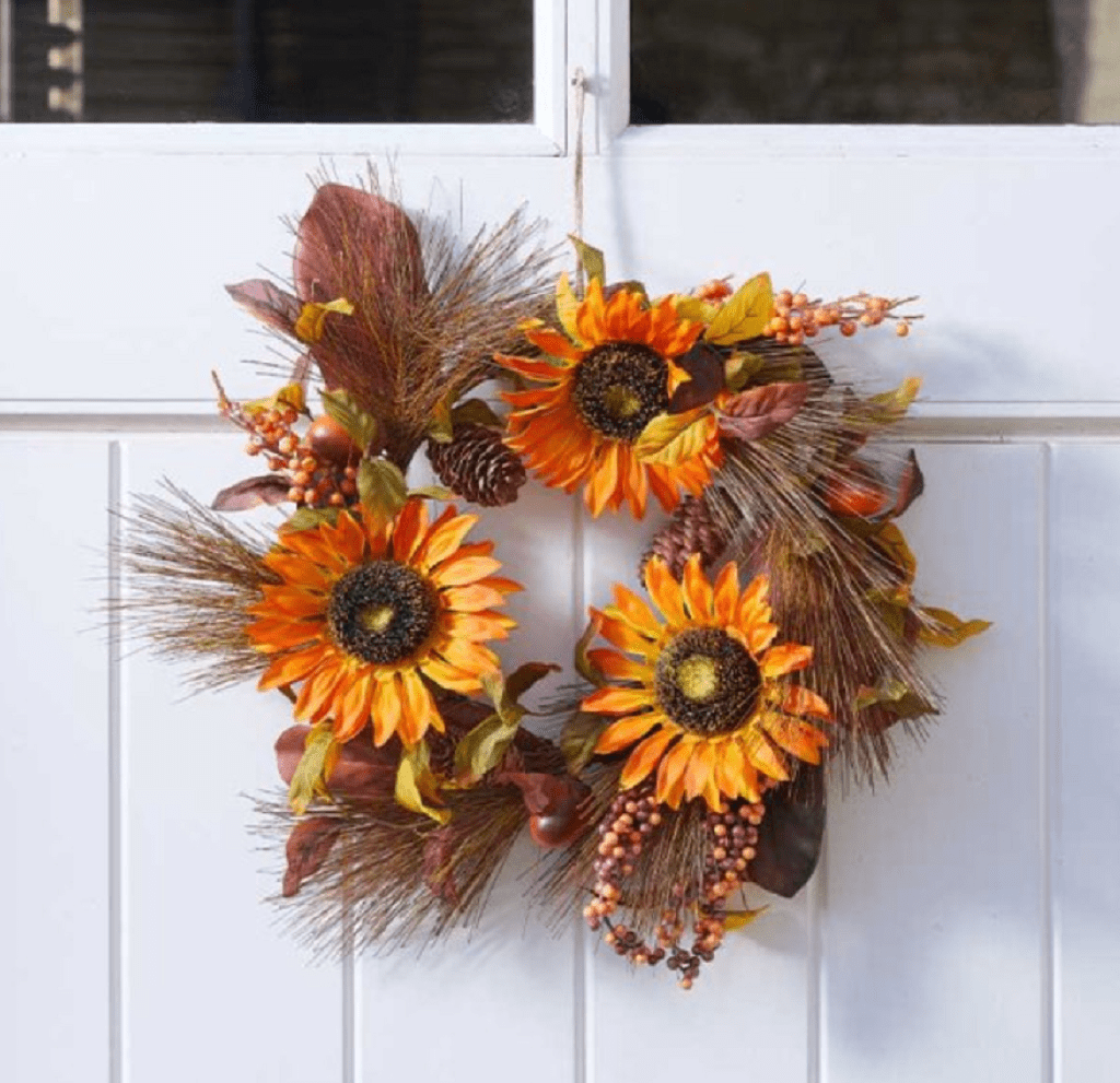 Smart Garden Autumn Decor Smart Garden Autumn Golden Sunflower Whirl Wreath