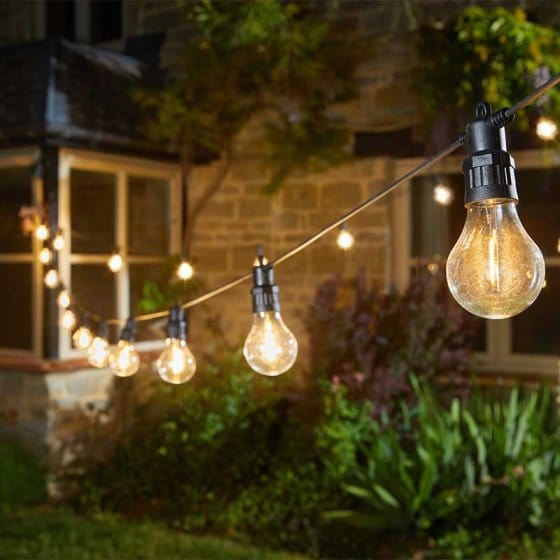Smart Solar Mains Powered Lighting Smart Garden Decor Festoon LV String Lights Warm White - Set of 10