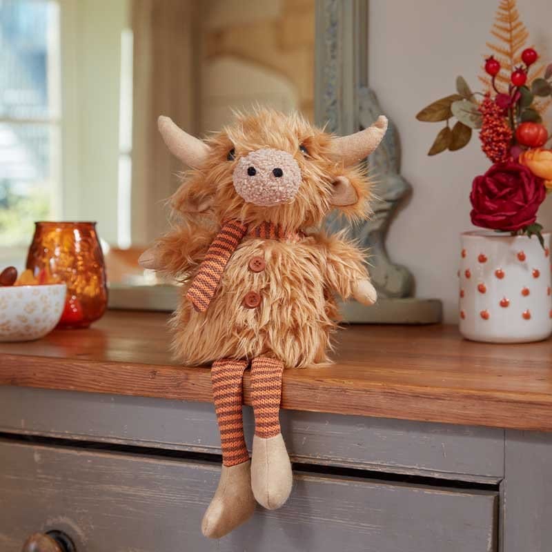Trowell Garden Centre Autumn Decor Smart Garden Mixed Case Dangly Legged Highland Cow Plush