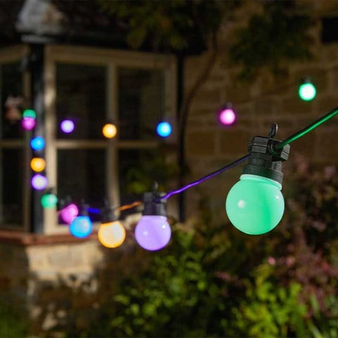 Smart Solar Mains Powered Lighting Smart Garden Party Festoon LV String Lights Multi coloured - Set of 10