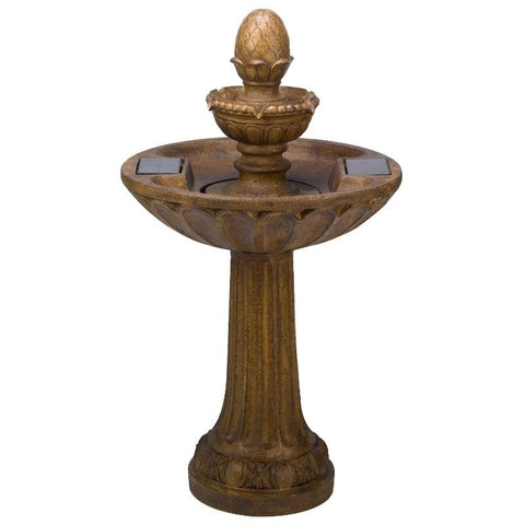 Smart Garden Queensbury Fountain — side view showing three-tier cascade and pedestal base