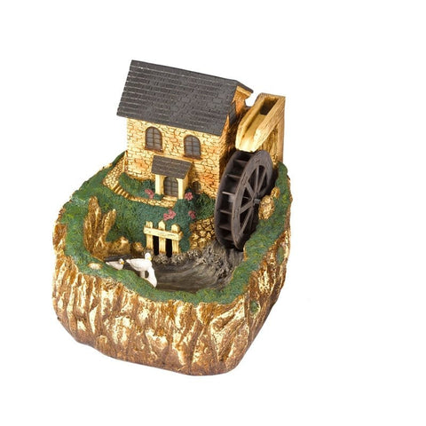 Smart Garden Water Mill Fountain — side view showing mill detail and water bowl